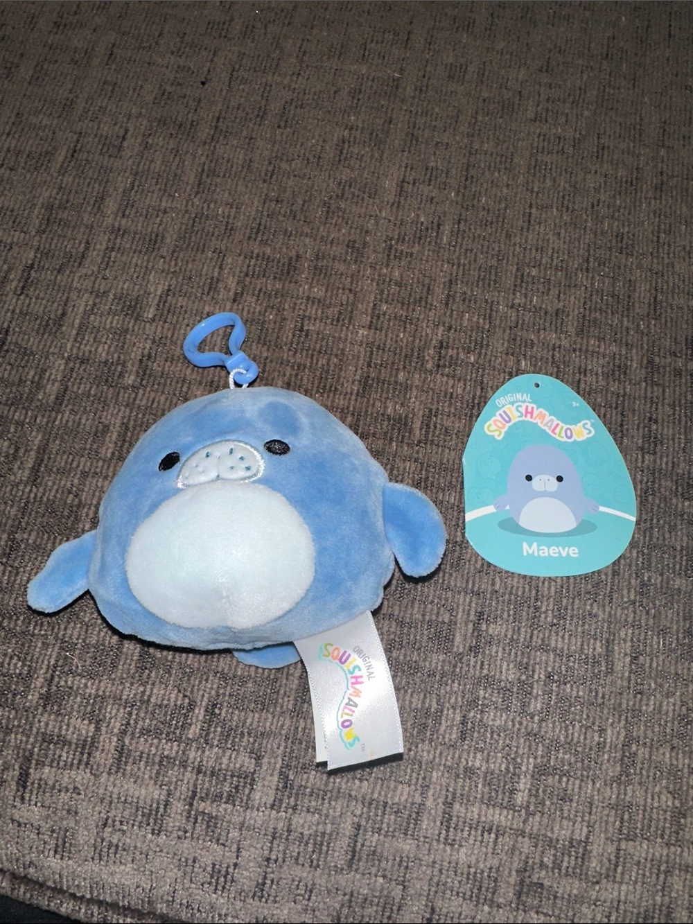 Squishmallows Maeve Blue Seal Clip-On Plush Keychain with Tag